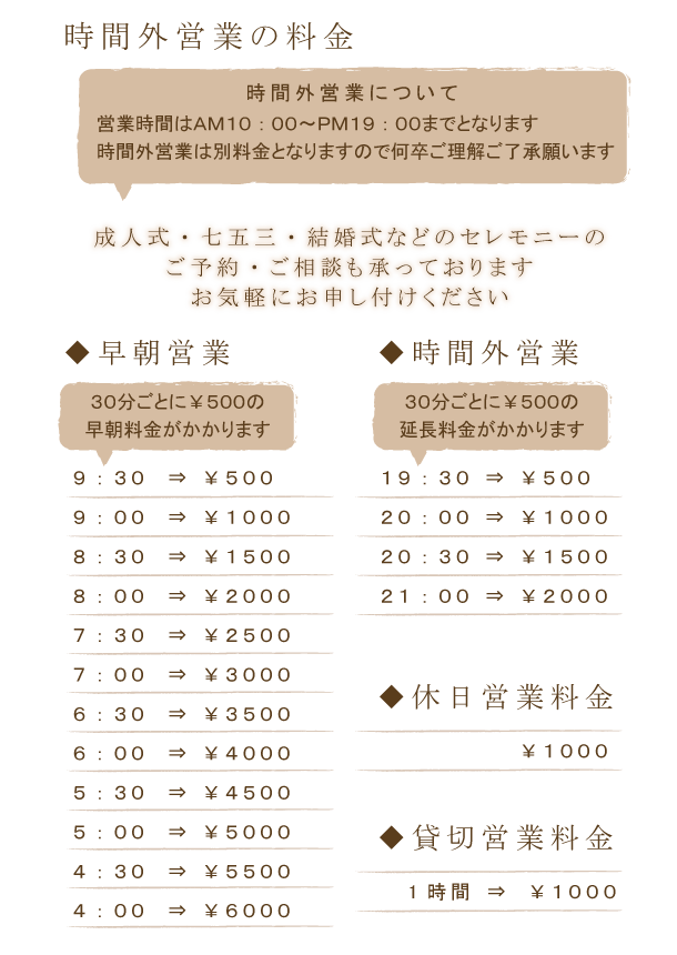 時間外営業の料金